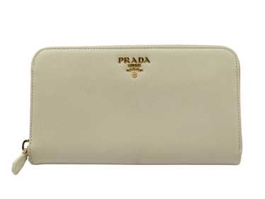 Prada Prada Saffiano Leather Zippy White Wallet - image 1