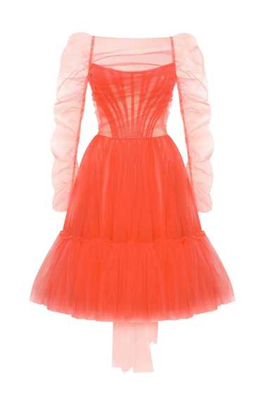 Milla Passion Strapless Tulle mini dress in red co