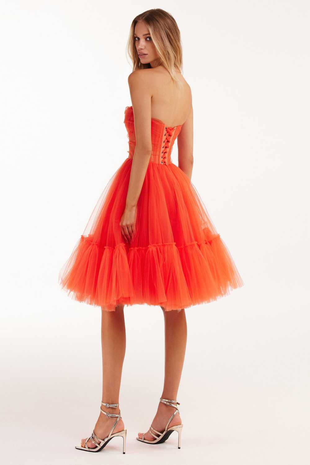 Milla Passion Strapless Tulle mini dress in red c… - image 4