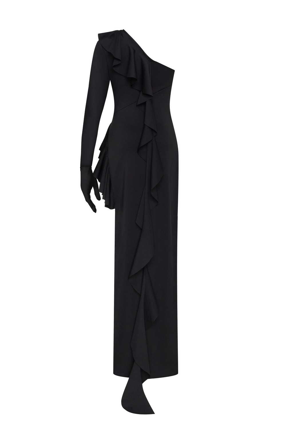 Milla One-shoulder ruffle-trimmed maxi dress in b… - image 3
