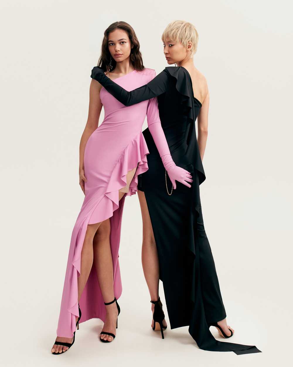 Milla One-shoulder ruffle-trimmed maxi dress in b… - image 7