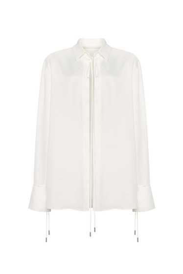 Milla Front-tie satin blouse in white, Xo Xo