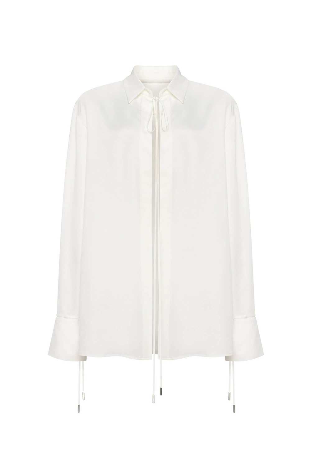 Milla Front-tie satin blouse in white, Xo Xo - image 1