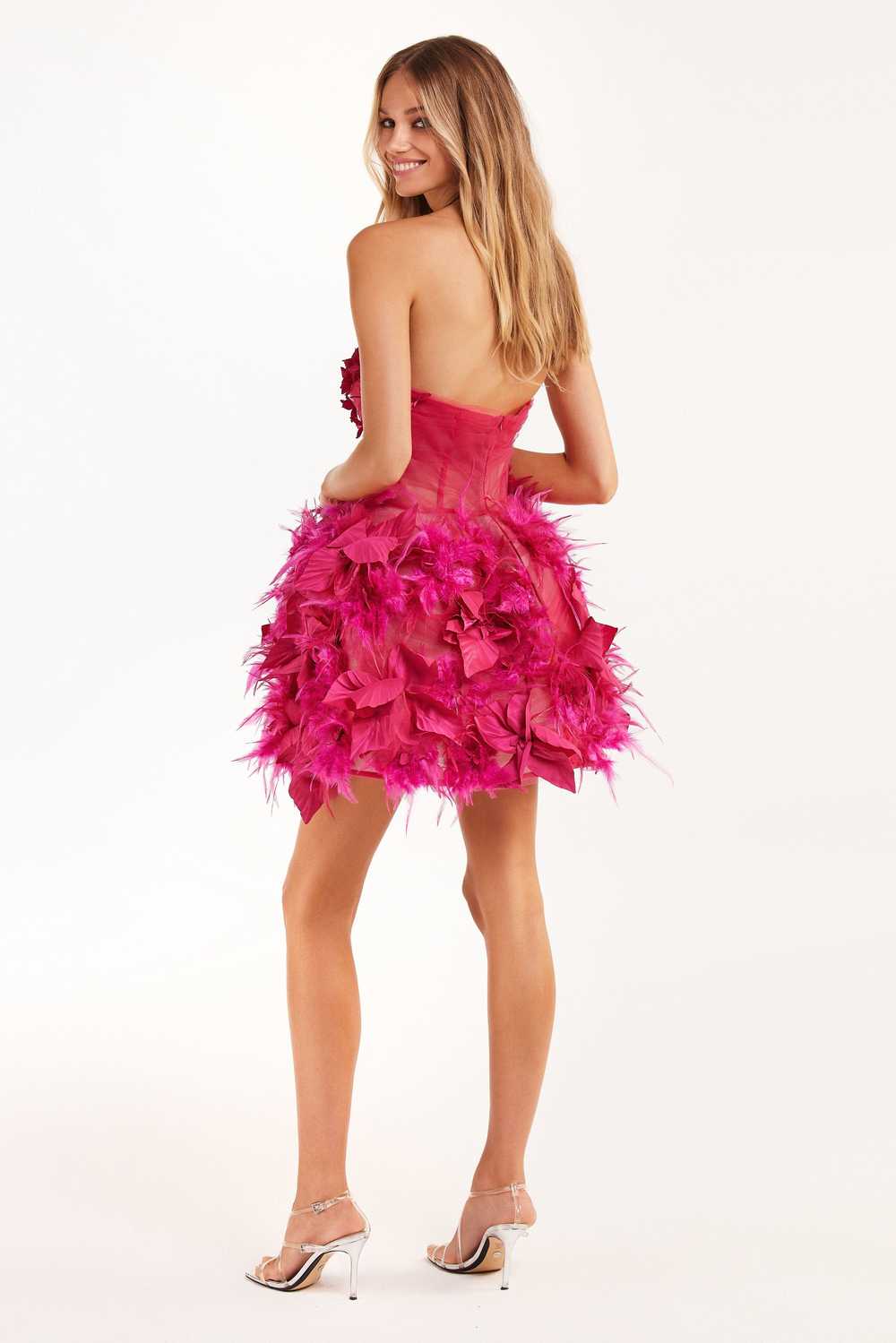 Milla Epic fuchsia tulle mini dress with floral a… - image 5