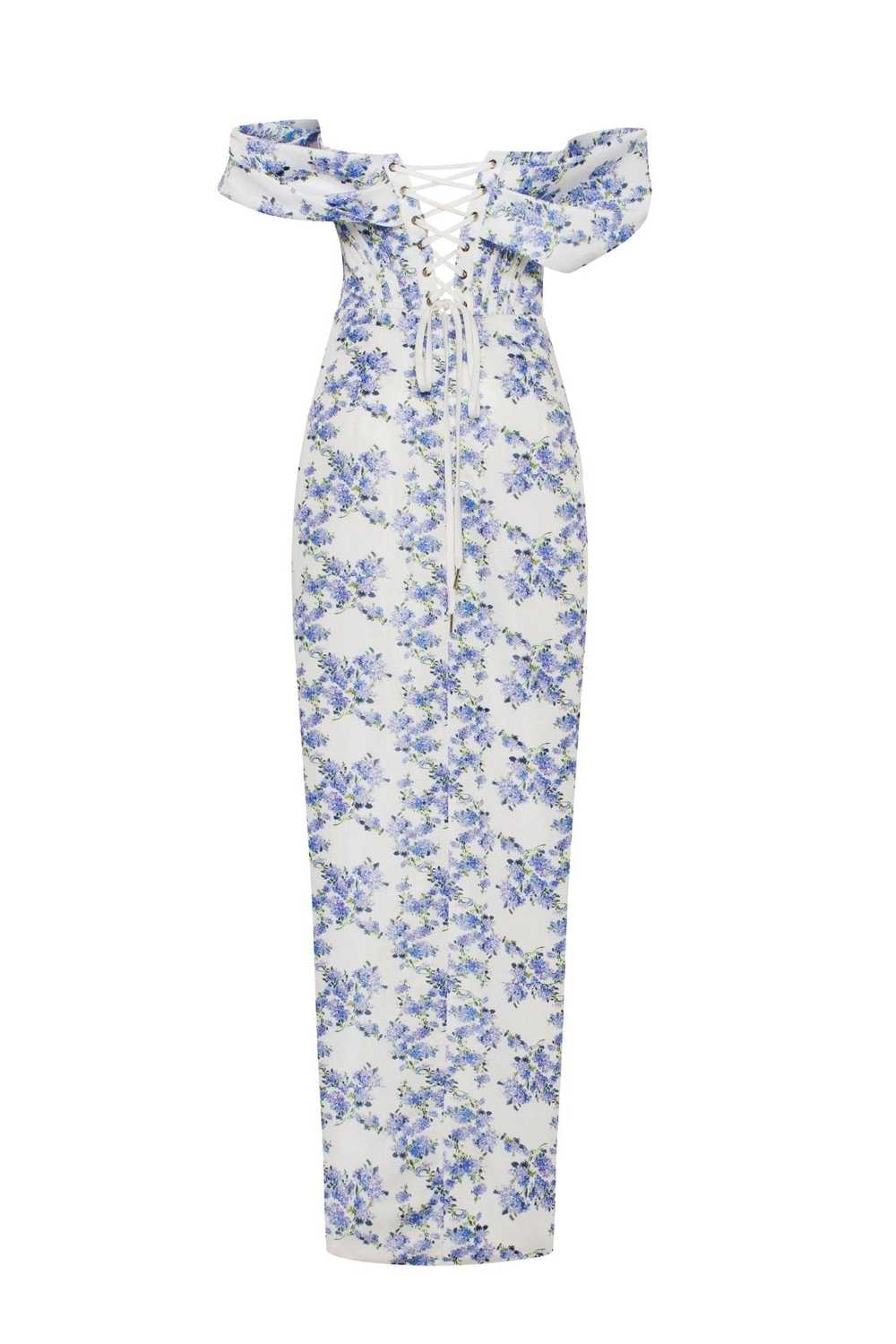 Milla Blue Hydrangea off-shoulder satin dress - image 3