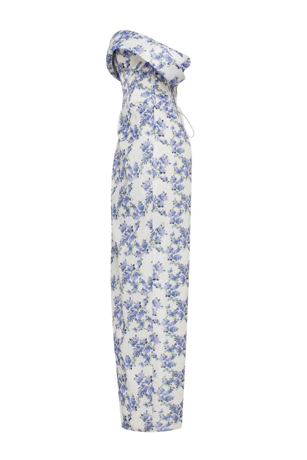 Milla Blue Hydrangea off-shoulder satin dress - image 7