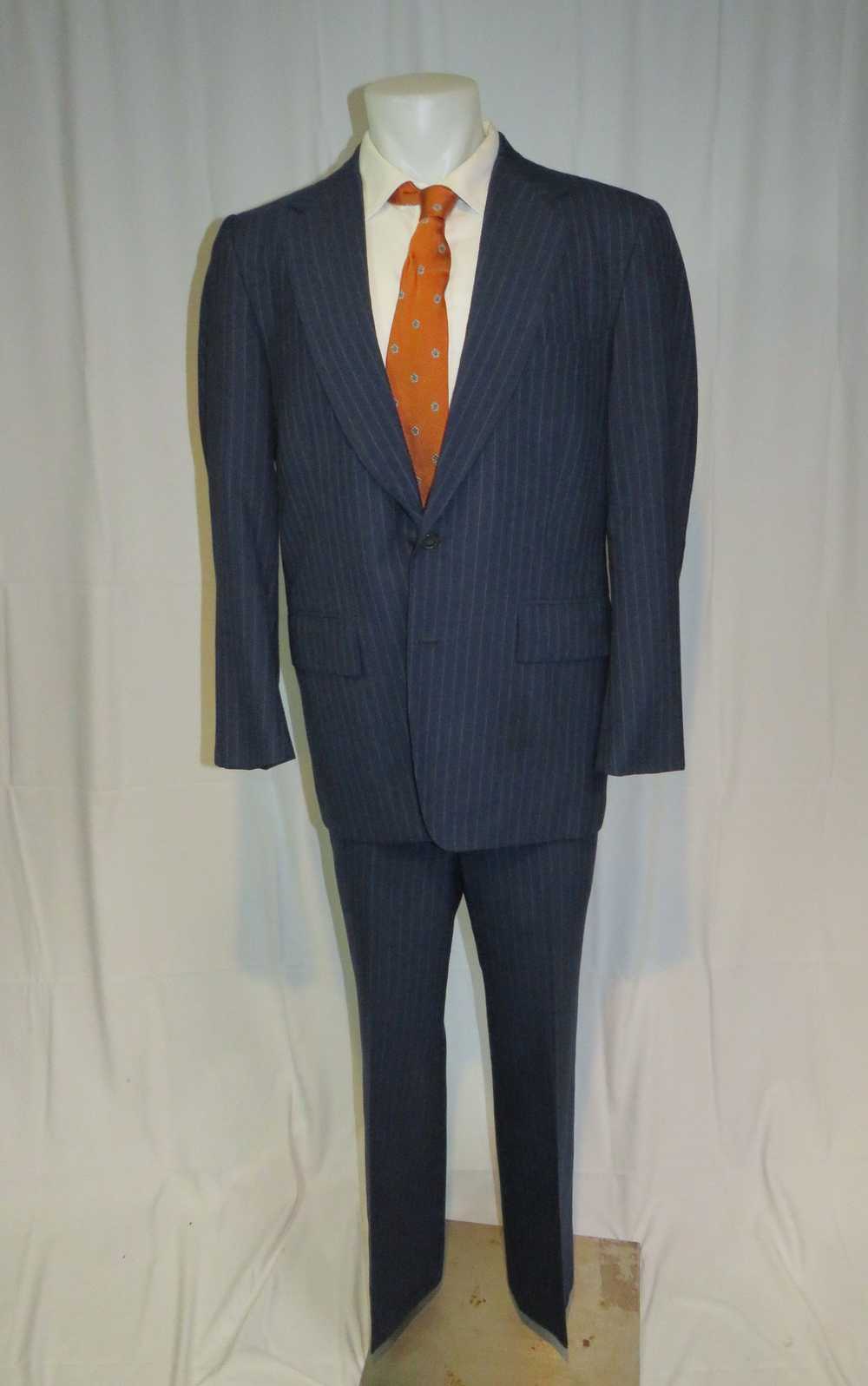 Bespoke Emilio Dormuiel Vintage Blue Striped Two … - image 1