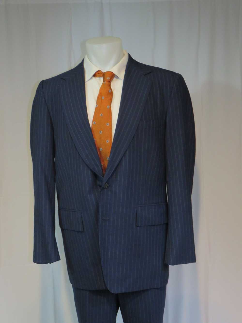 Bespoke Emilio Dormuiel Vintage Blue Striped Two … - image 3