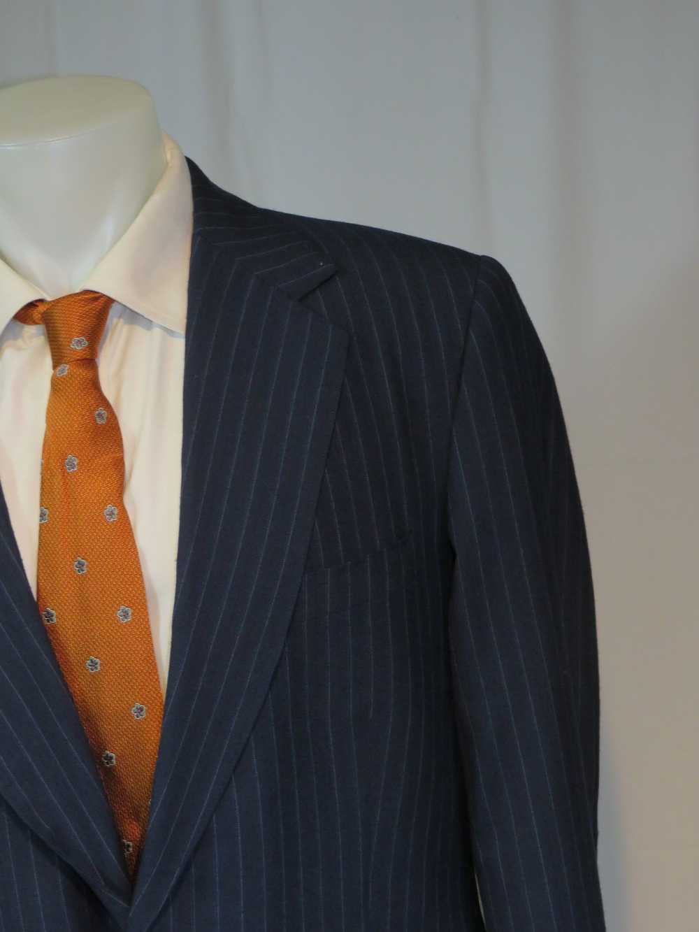 Bespoke Emilio Dormuiel Vintage Blue Striped Two … - image 5