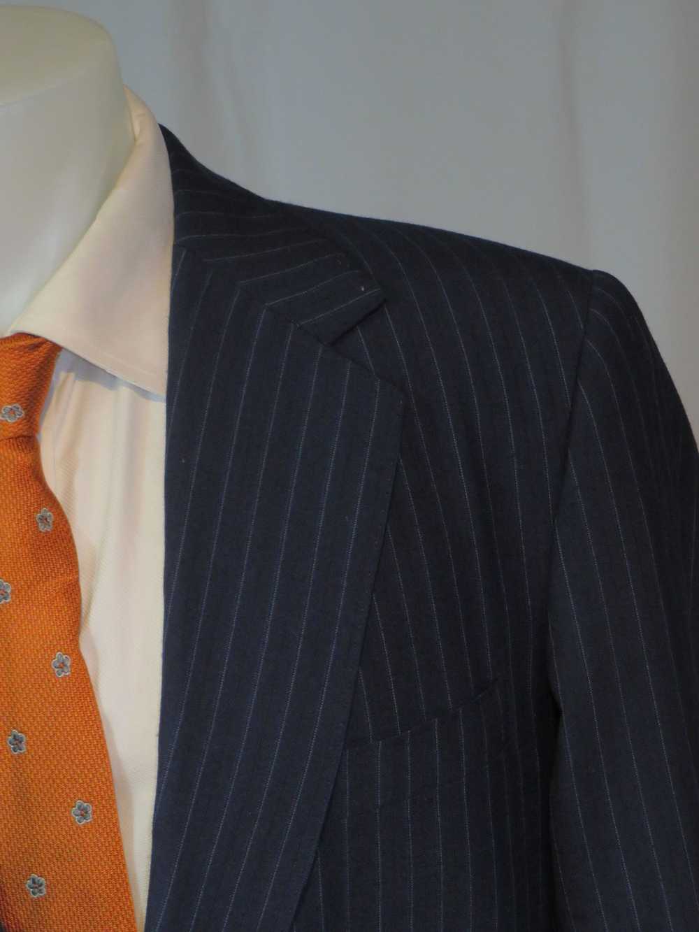 Bespoke Emilio Dormuiel Vintage Blue Striped Two … - image 7