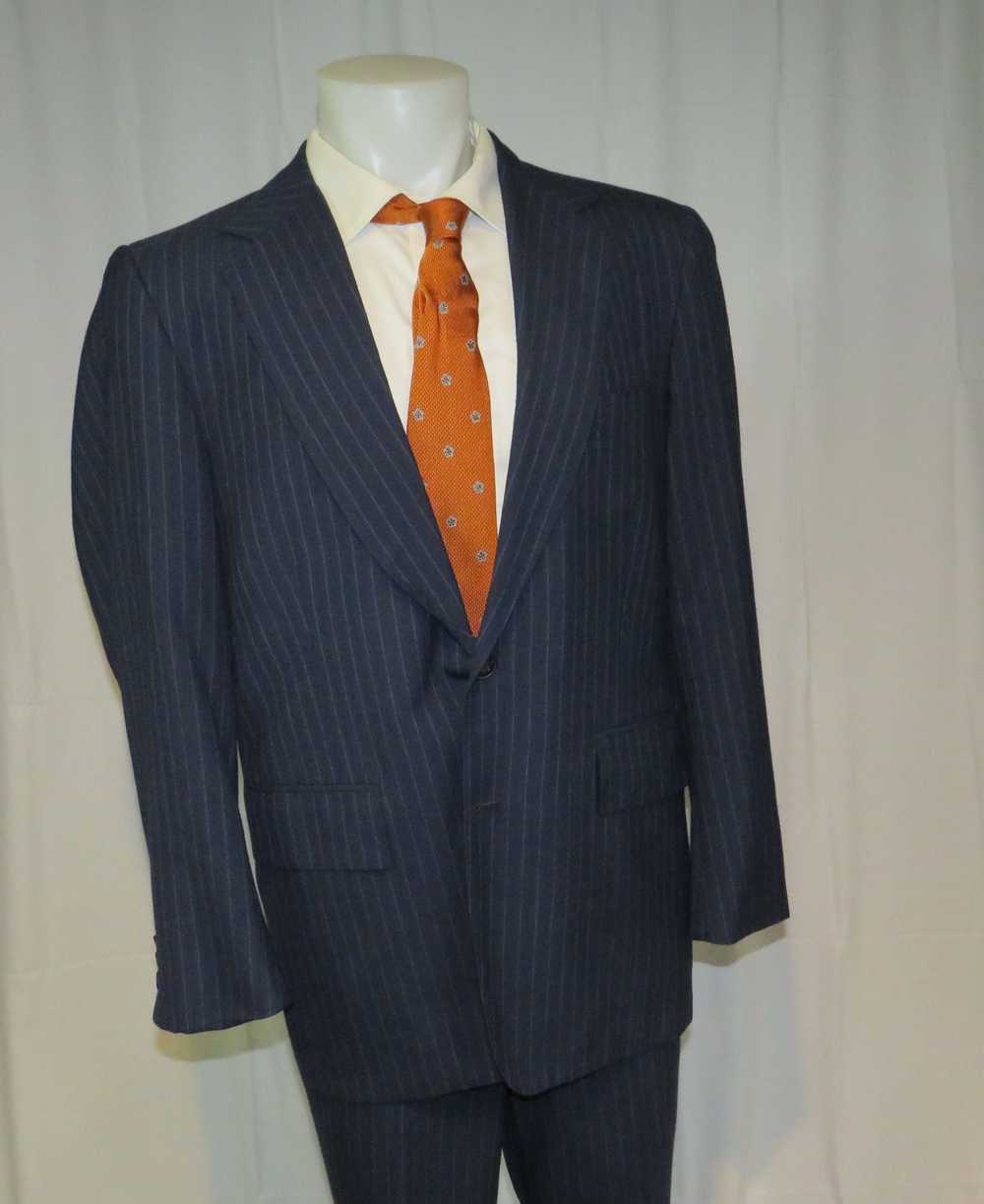 Bespoke Emilio Dormuiel Vintage Blue Striped Two … - image 8