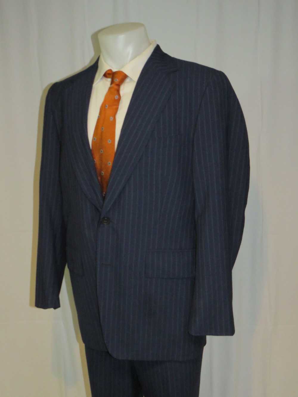 Bespoke Emilio Dormuiel Vintage Blue Striped Two … - image 9