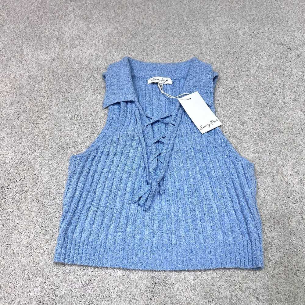 Vintage Emory Park Top Women’s Blue Sleeveless Kn… - image 1