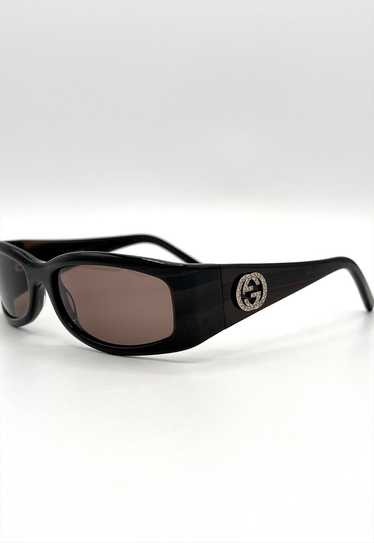 Gucci Sunglasses Brown Wrap Shield Chunky GG Logo 