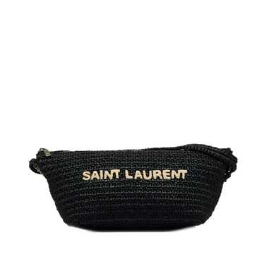 Black Saint Laurent Le Raffia Logo Shoulder Bag