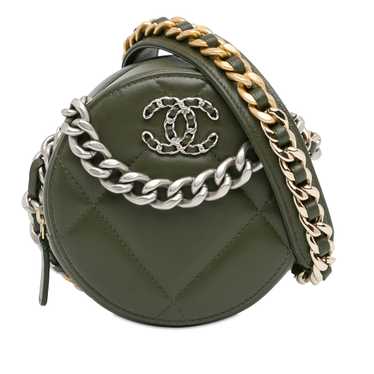 Green Chanel Lambskin 19 Round Clutch with Chain S