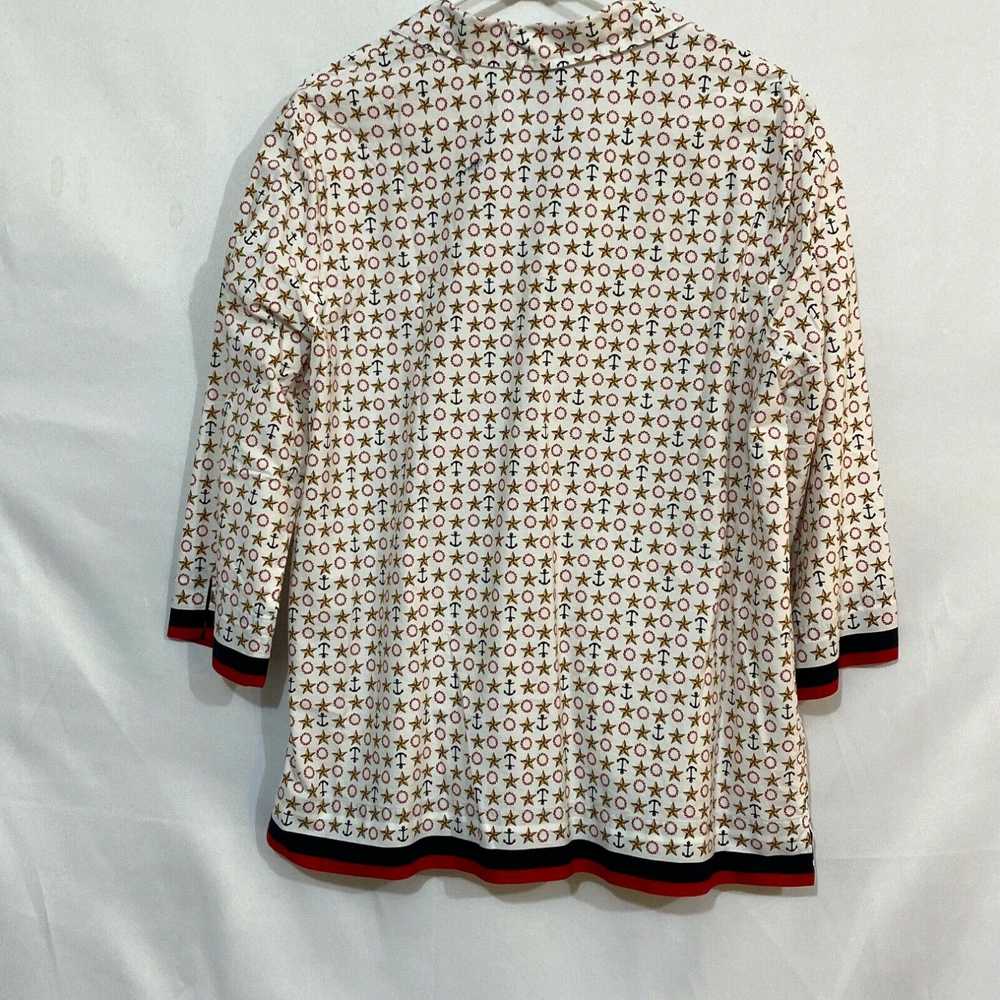 Vintage Koret Womens White 3/4 Sleeves Star Print… - image 2