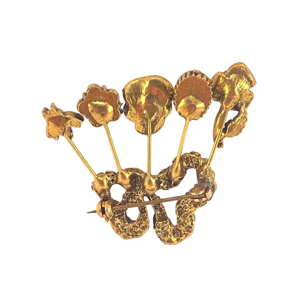 Unsigned Goldette Vintage Gold-Tone Brooch With C… - image 6