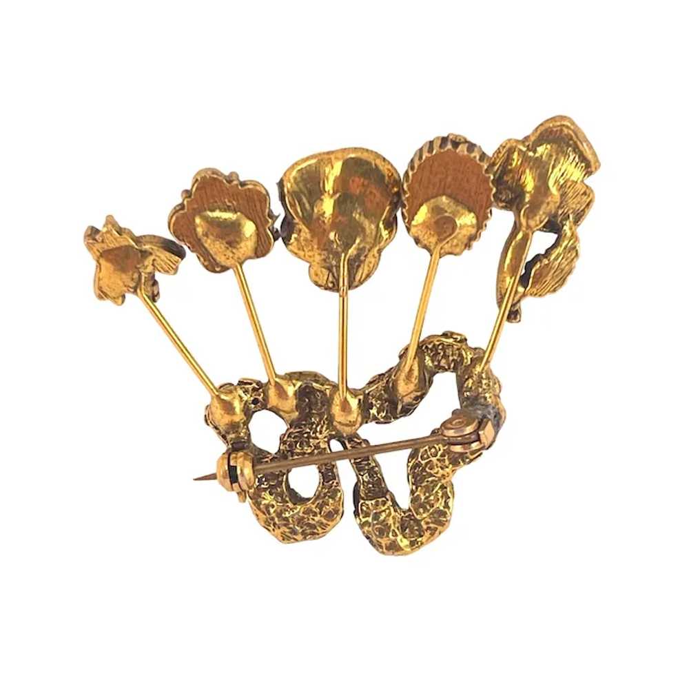 Unsigned Goldette Vintage Gold-Tone Brooch With C… - image 7