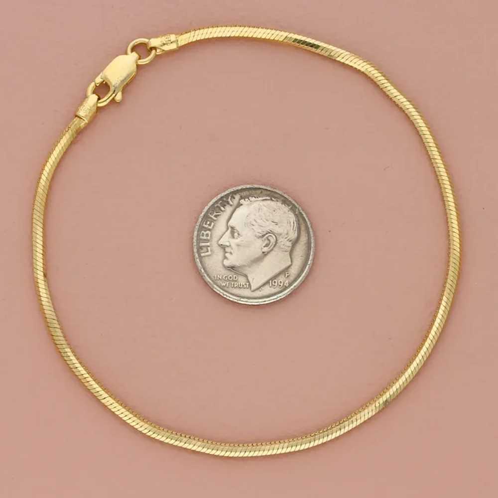 Sterling Silver 2mm Gold Plate Snake Chain Bracel… - image 4