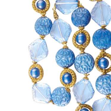 Art Deco Necklace Blue Cut Crystal Art Glass
