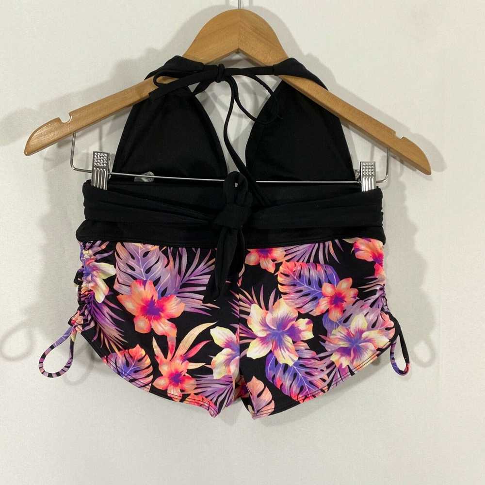 Vintage Pink Sport Womens Black Floral Halter Nec… - image 2