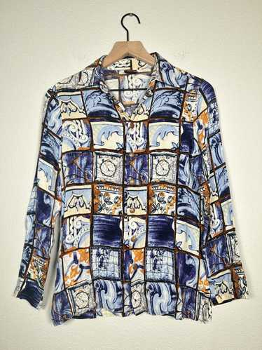 Jean Paul Gaultier 00’s Mosaic Tile Printed Butto… - image 1
