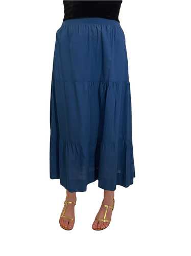 1970s Blue Tiered Cotton Skirt