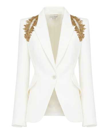 Product Details Alexander McQueen White Leaf Embe… - image 1