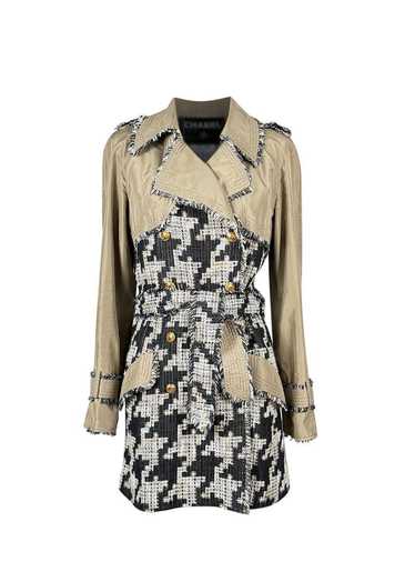 Product Details Chanel Khaki Houndstooth Trench Co