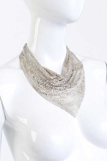 WHITING & DAVIS Silver Chain Mesh Bib Necklace - image 1