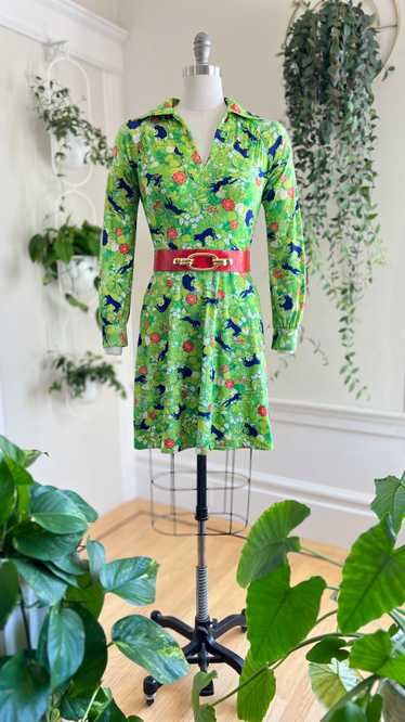 1970s Panther Novelty Print Dress | x-small/small