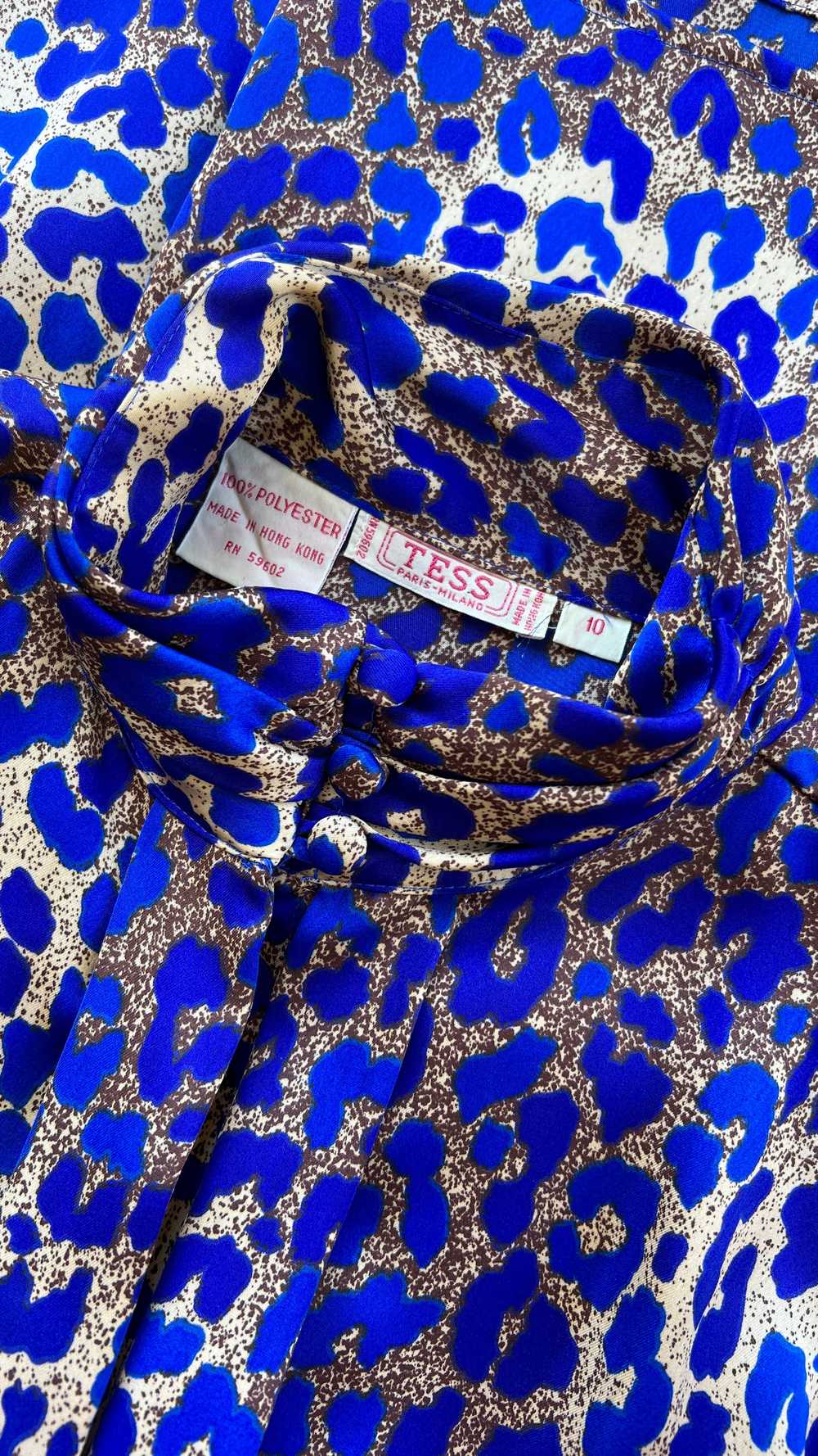 1980s Blue Leopard Print Blouse | medium/large - image 10