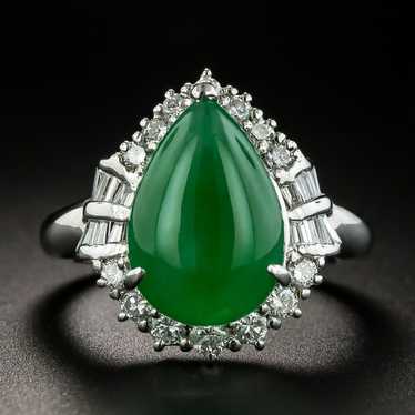 Classic Burmese Jade, Pear-Shaped Diamond Halo rin