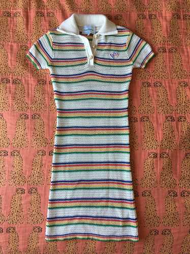 Casablanca Stripe Crochet Polo Dress (S) | Used,…