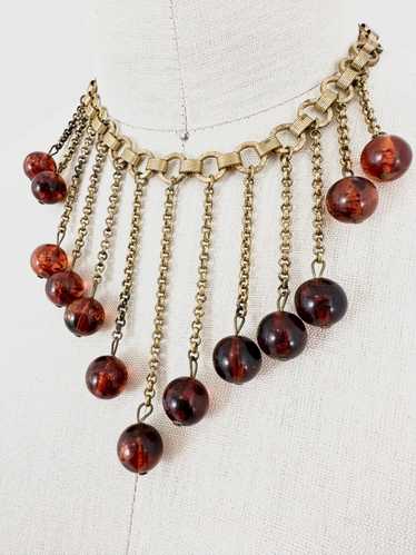 Art Deco Lucite Fringe Chain Necklace