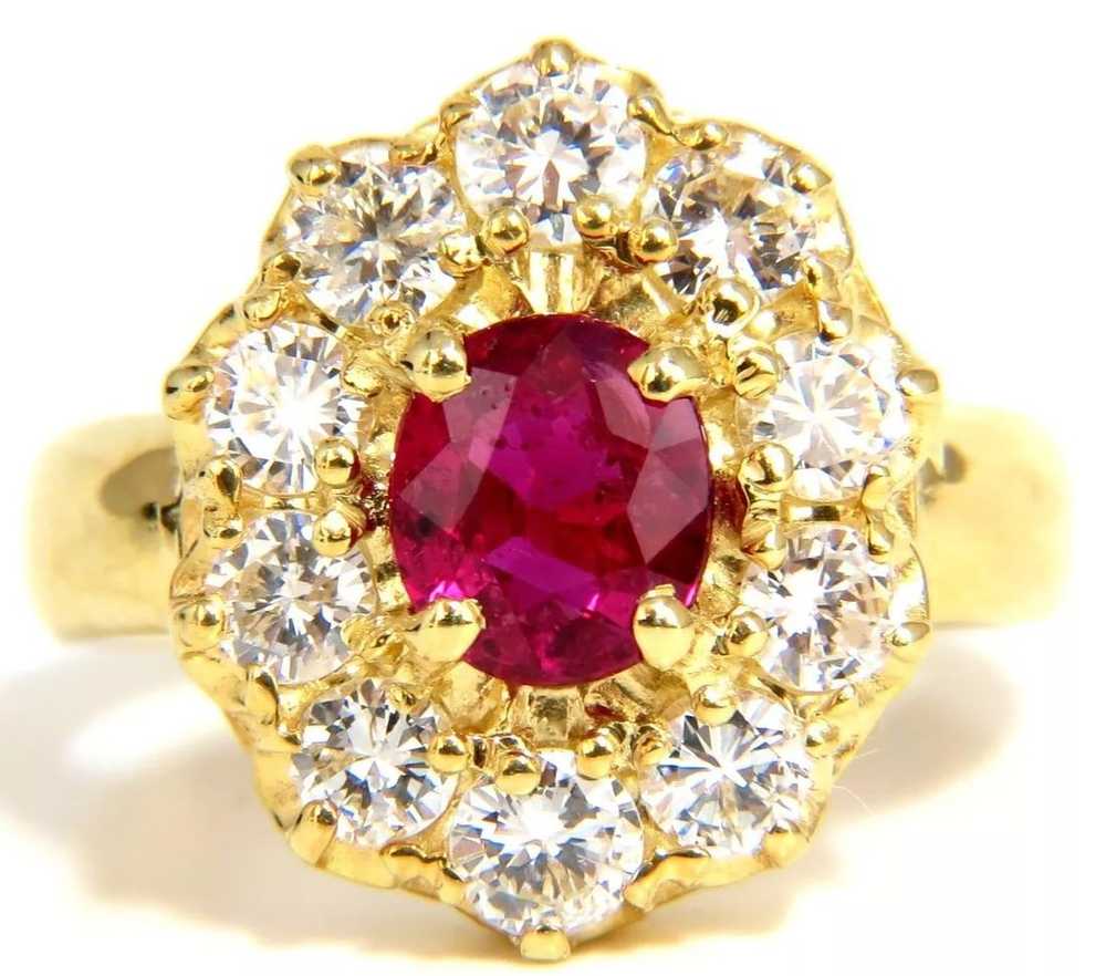 GIA 2.30CT NATURAL RED NO HEAT RUBY DIAMONDS RING… - image 1