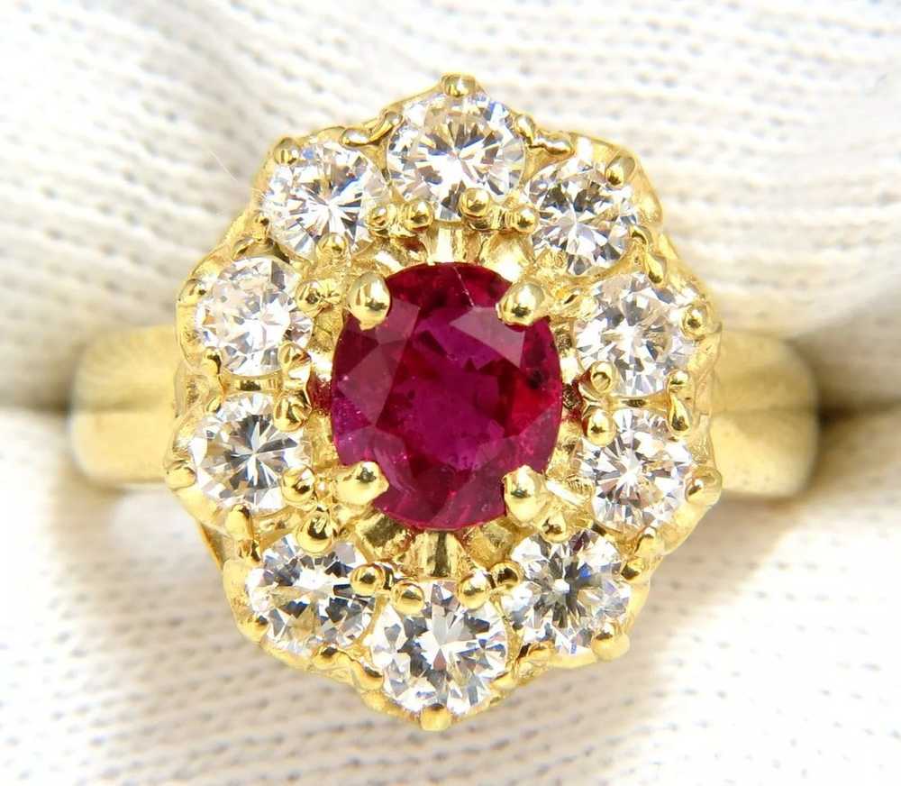GIA 2.30CT NATURAL RED NO HEAT RUBY DIAMONDS RING… - image 4