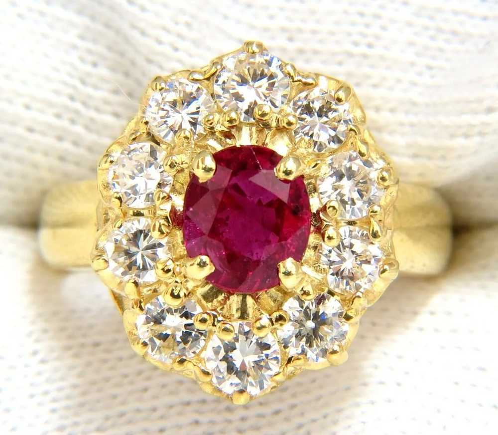 GIA 2.30CT NATURAL RED NO HEAT RUBY DIAMONDS RING… - image 9