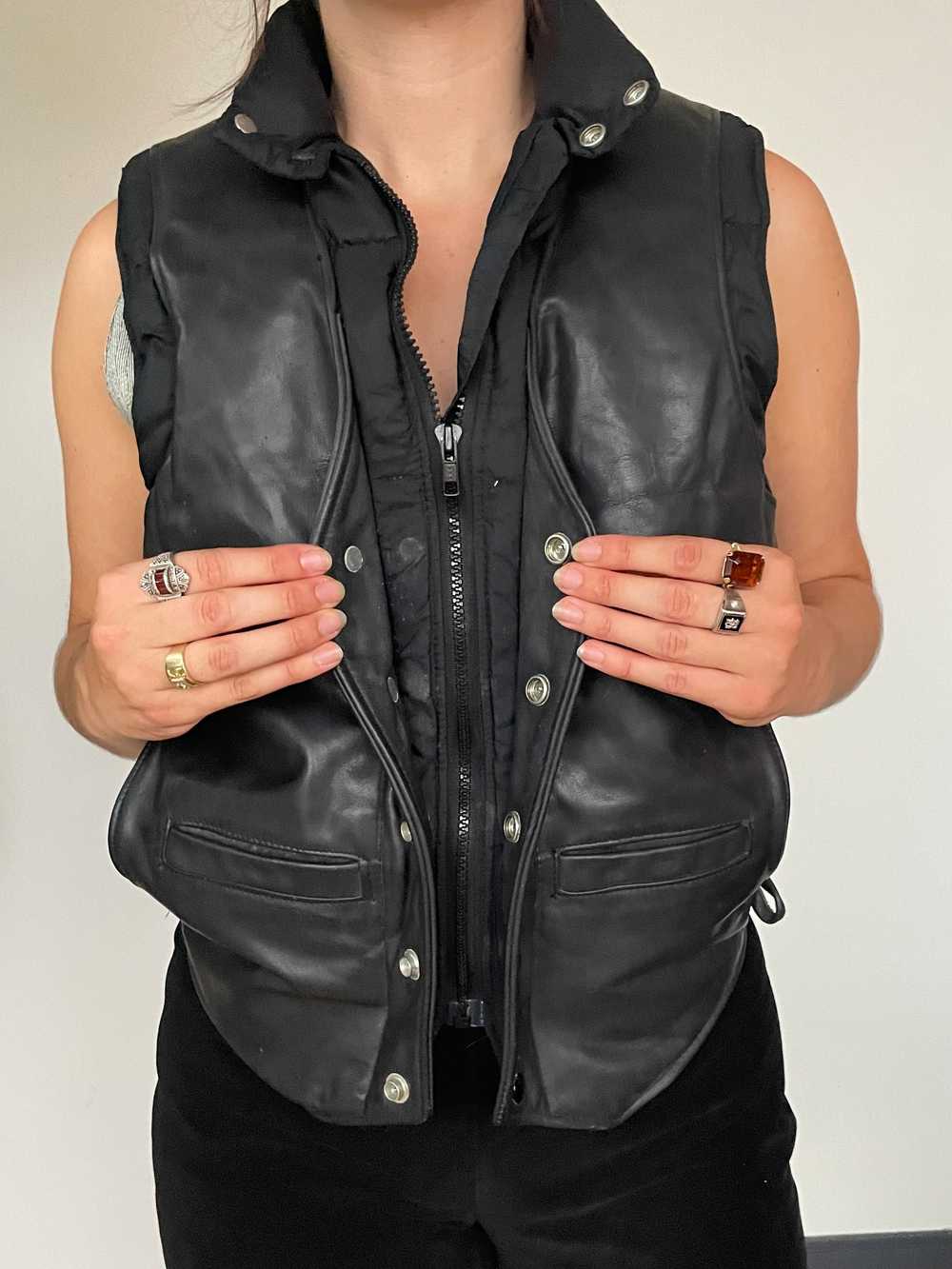 Vintage Schott Leather Puffer Vest - image 2