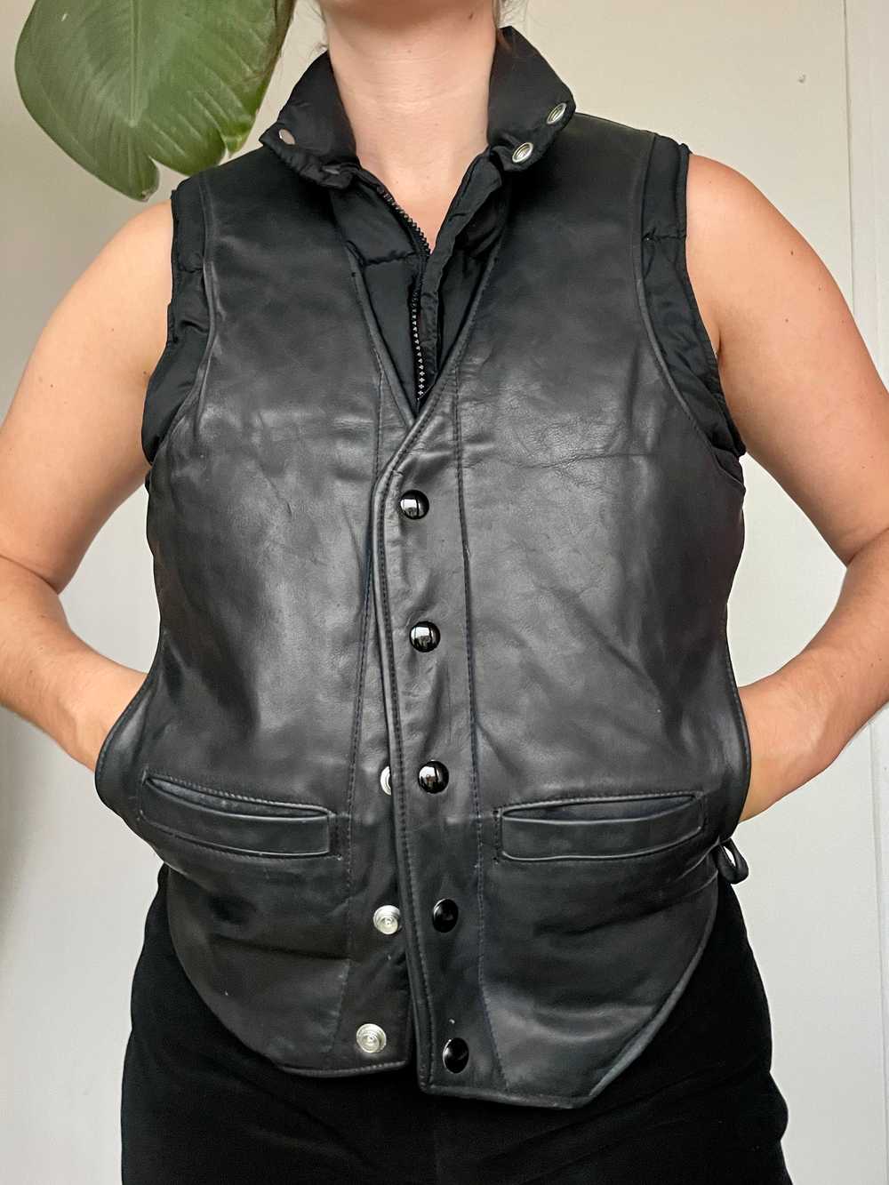 Vintage Schott Leather Puffer Vest - image 3