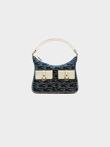 Gucci 2010s Navy and Cream Canvas and Leather Hand