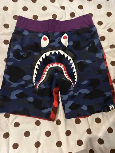 Bape Color Camo Crazy Shark Sweat Shorts