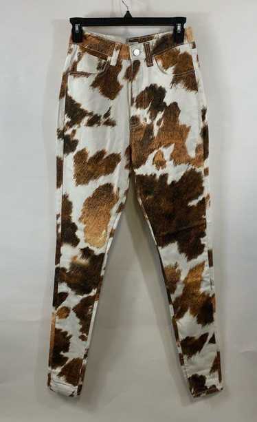NWT WeWoreWhat Womens Brown White Cow Print Pocket
