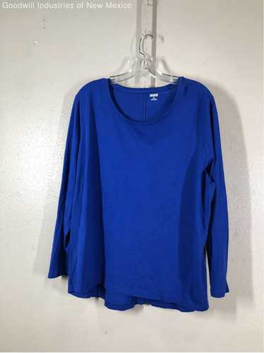 Duluth Trading Womens Blue Cotton Long Sleeve Pull