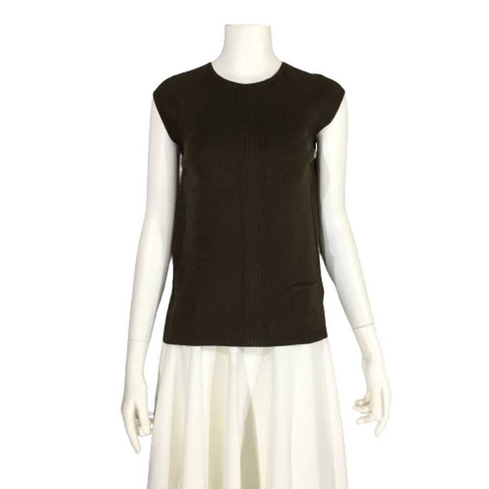 Hermes HERMES Silk Sleeveless Knit Brown H Logo w… - image 1