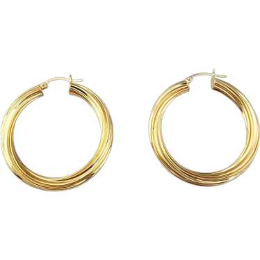 14K Yellow Gold Large Twist Hoop Earrings #17950 - image 1