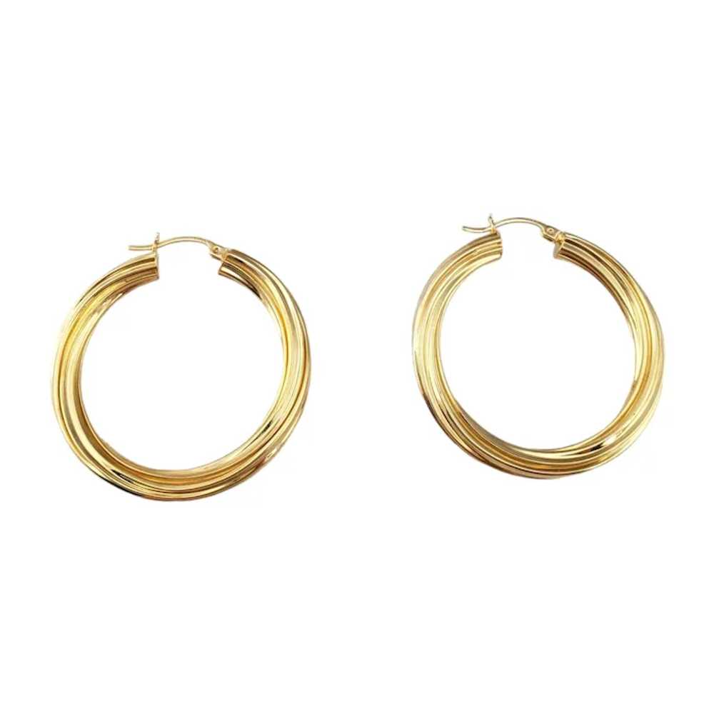 14K Yellow Gold Large Twist Hoop Earrings #17950 - image 3