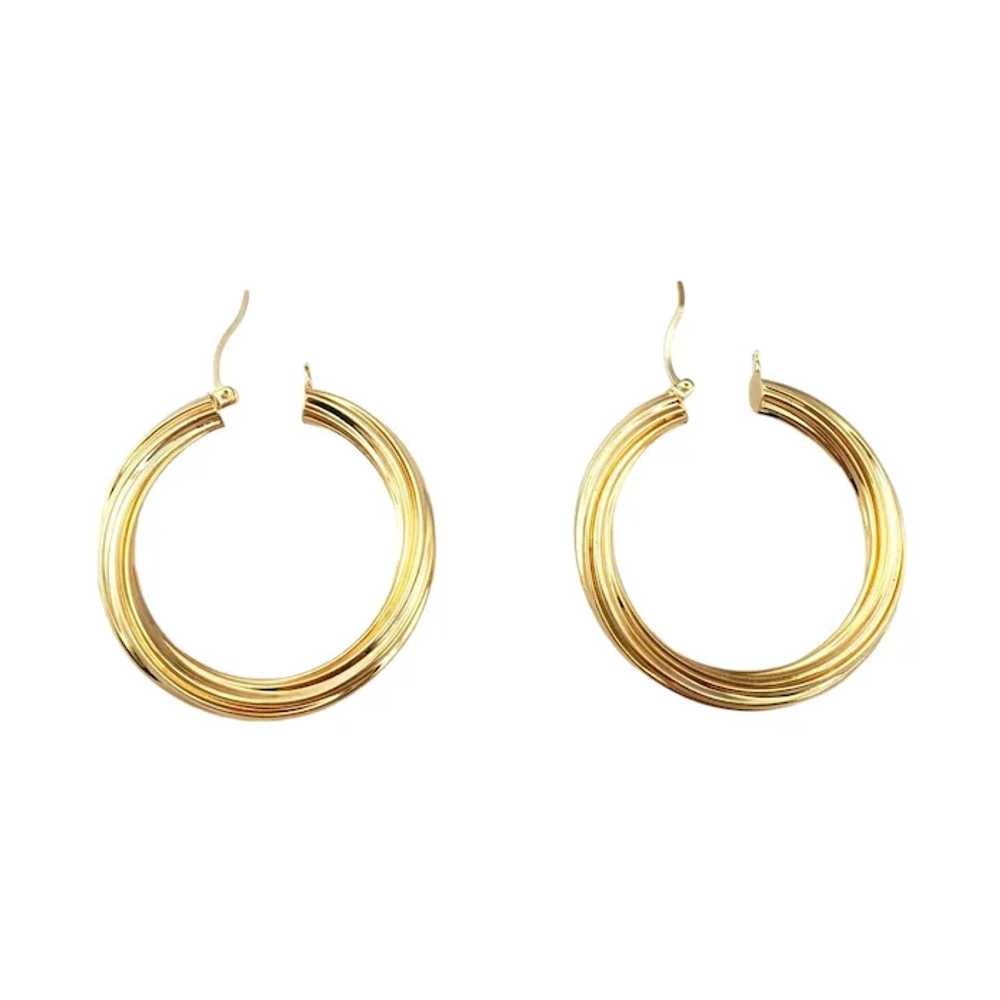 14K Yellow Gold Large Twist Hoop Earrings #17950 - image 4