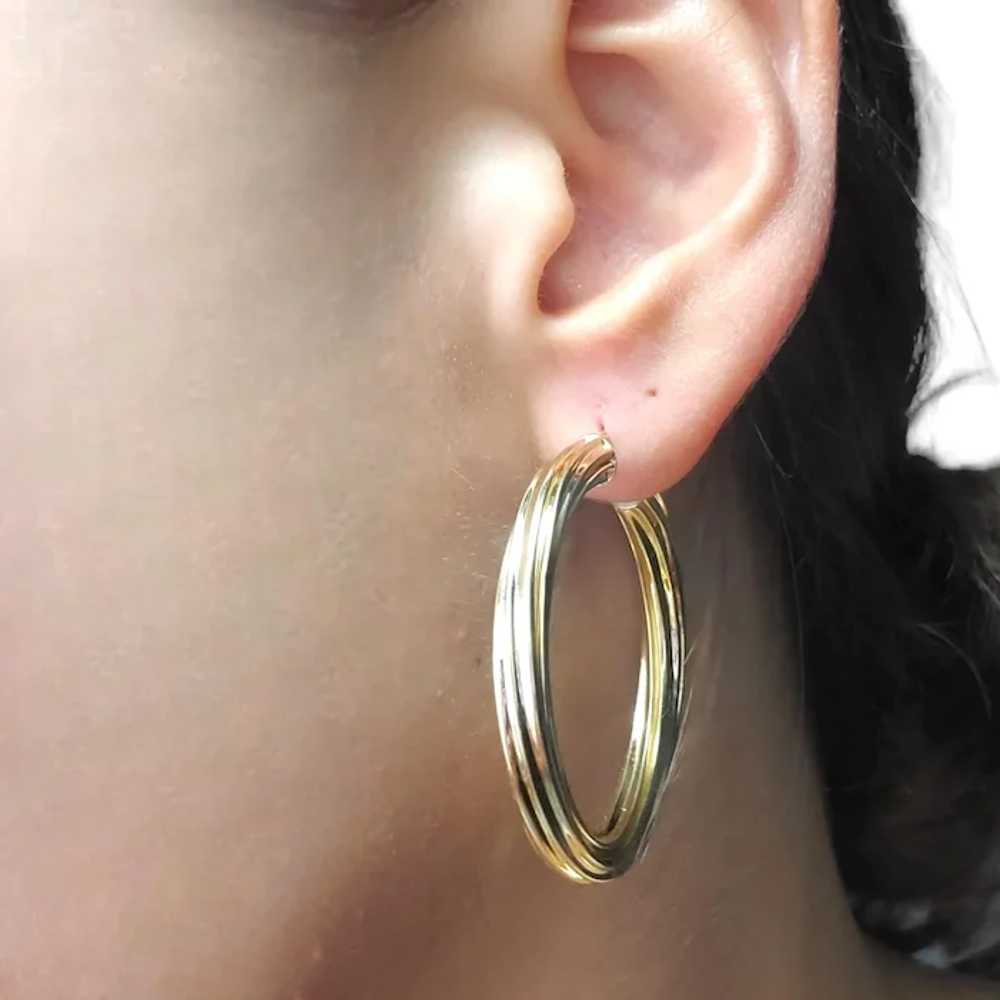 14K Yellow Gold Large Twist Hoop Earrings #17950 - image 6